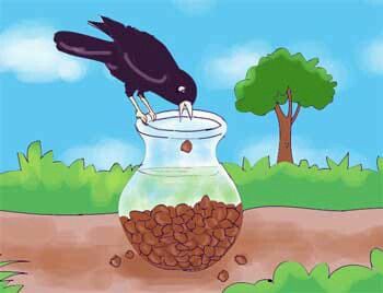 small bebbles from the goumd one by one, into the pitcher.